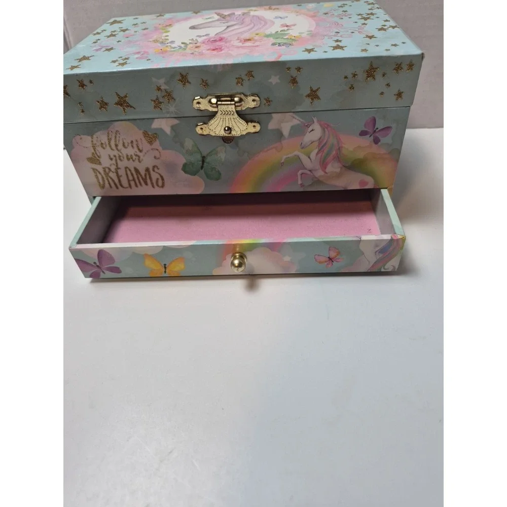 The Memory Building‎ Company Unicorn Music Jewelry Box Girl's Rainbow Working